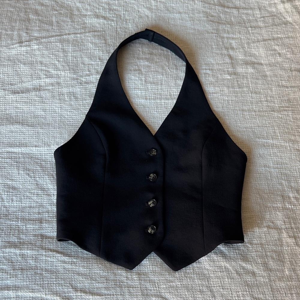 Wilfred Black Buttoned Halter Top